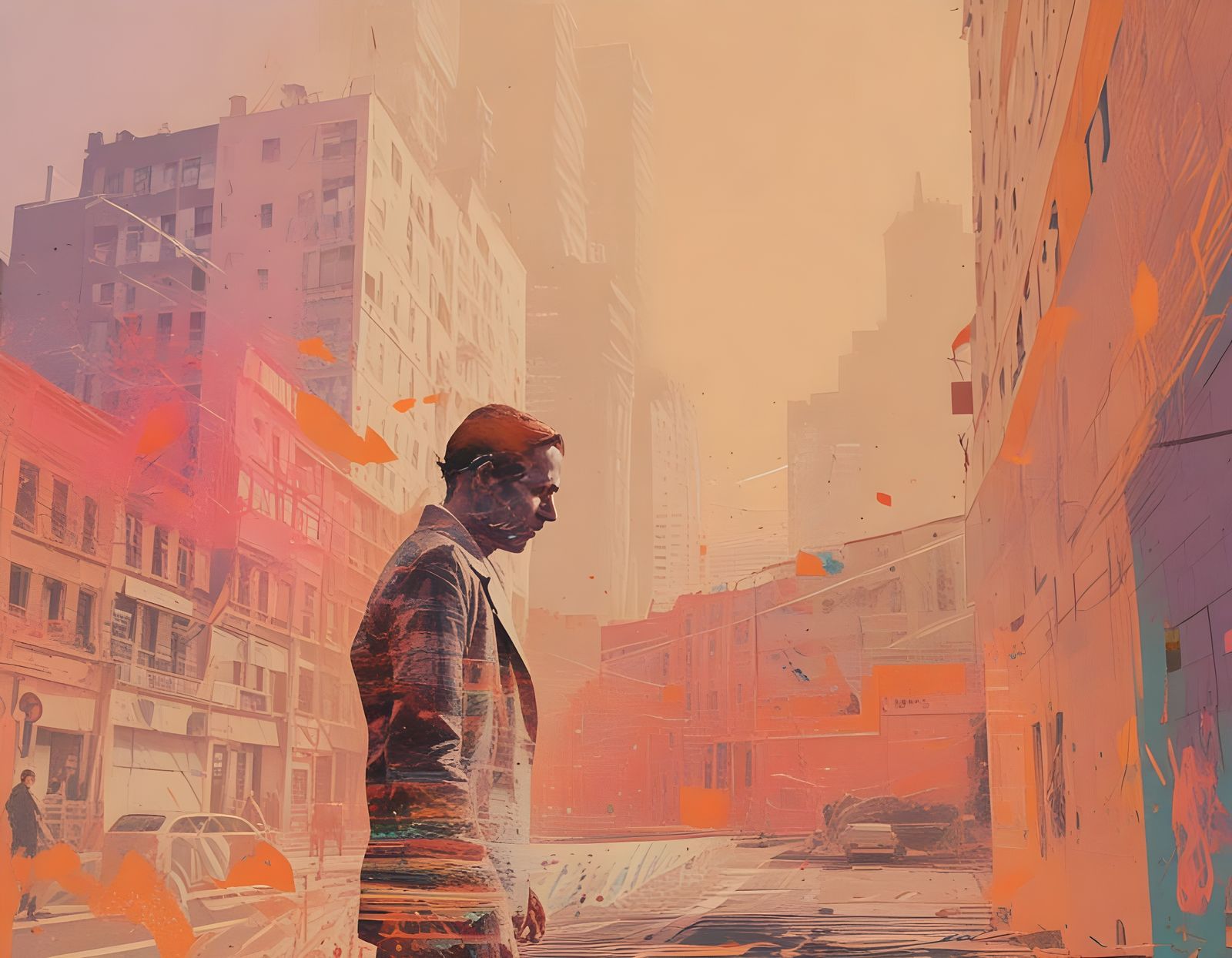 Vibrant City Portrait in Digital Art Style