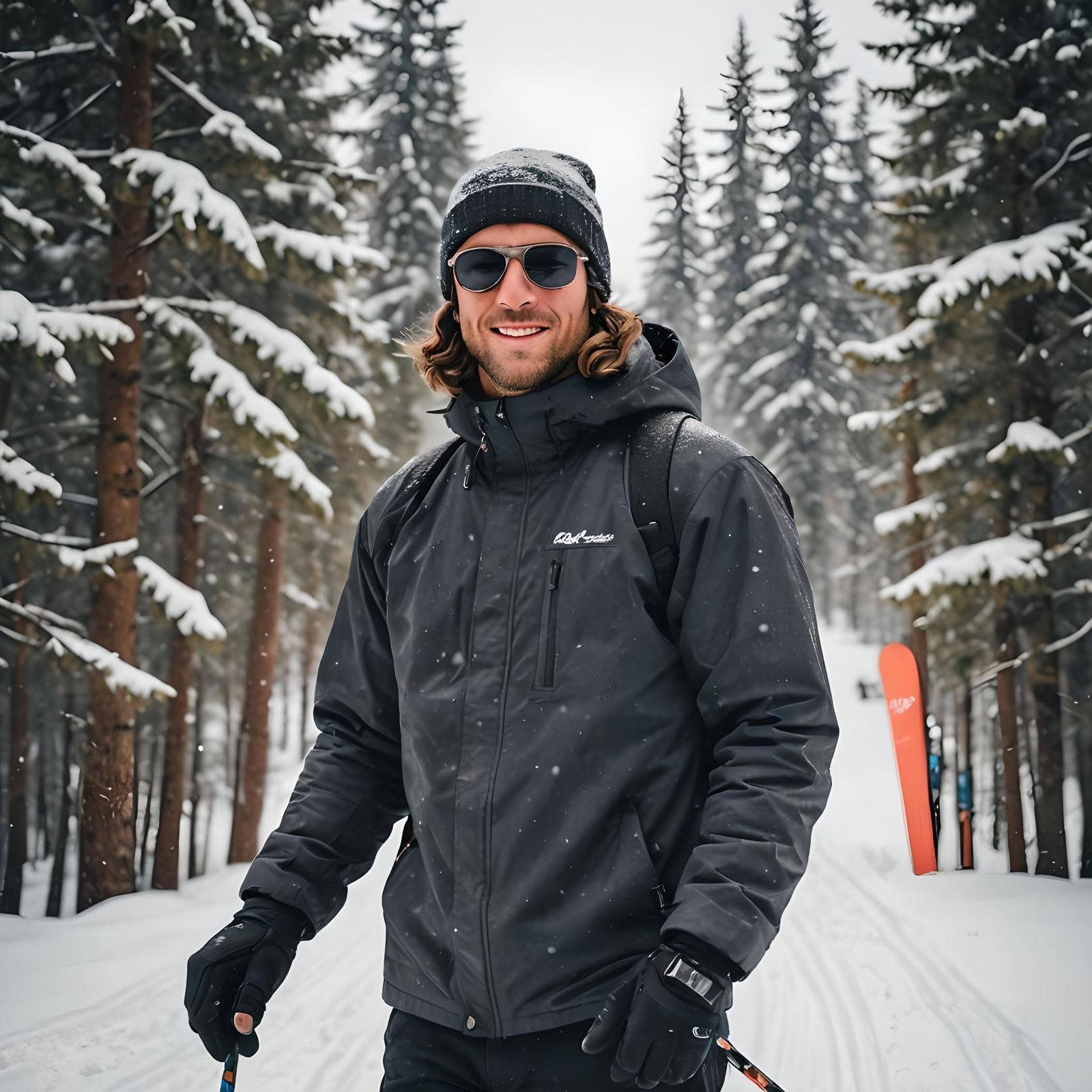 Cool Dude Skiing on a Snowy Day