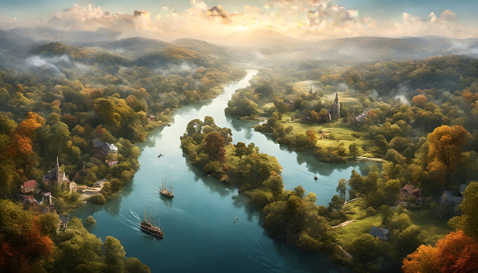 Whimsical River Journey Generated with LoRA