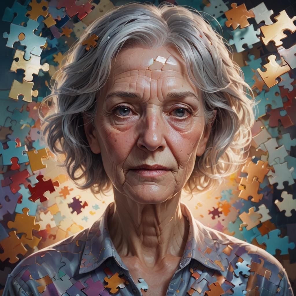 Dementia Portrait with Missing Puzzle Pieces