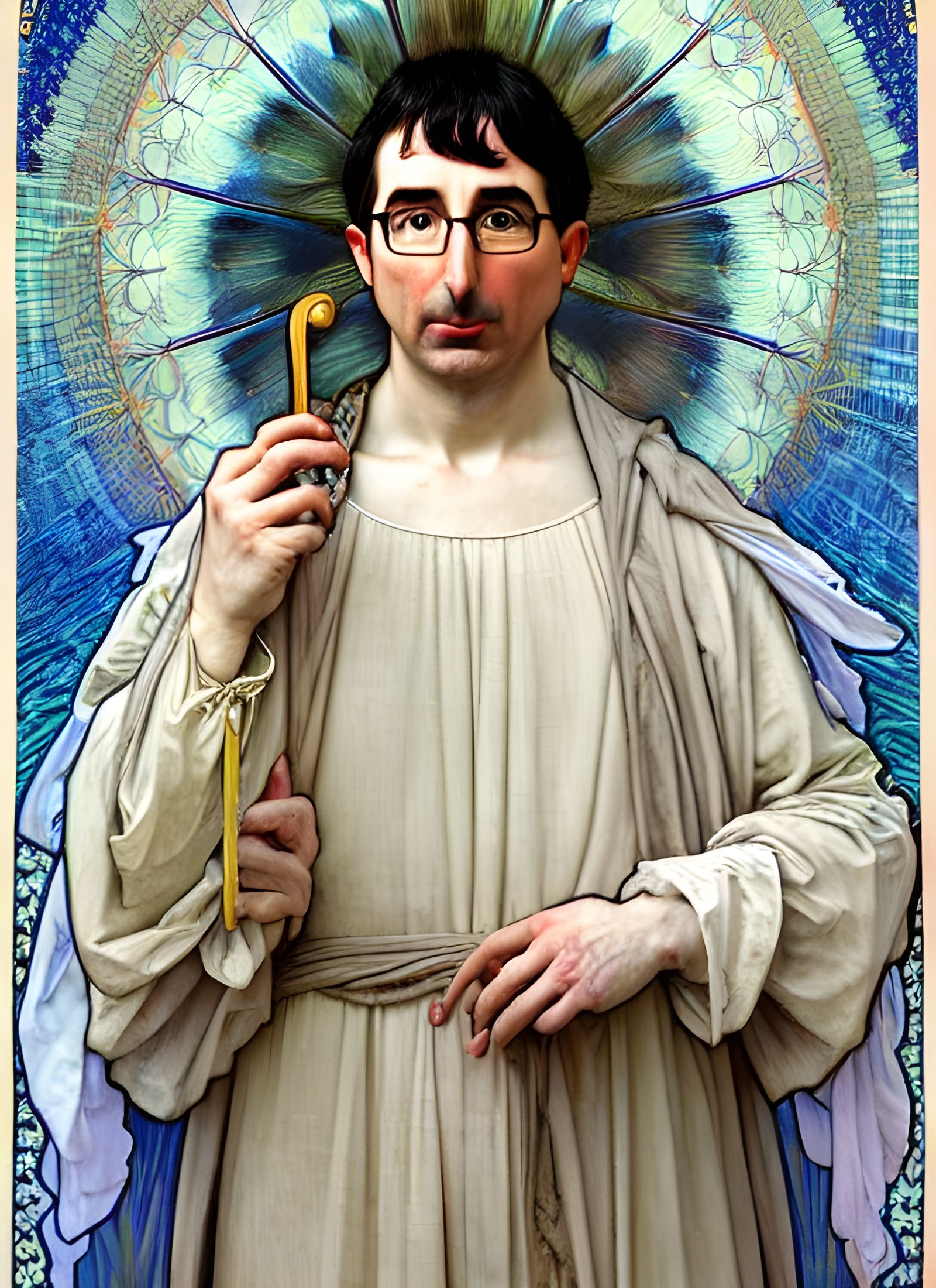 John Oliver as St. John the Baptist in Art Nouveau Style