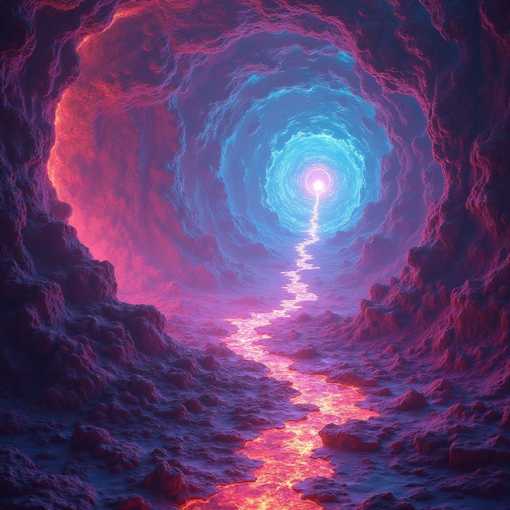 Vibrant Psychedelic Trance Scene in Neon Hues