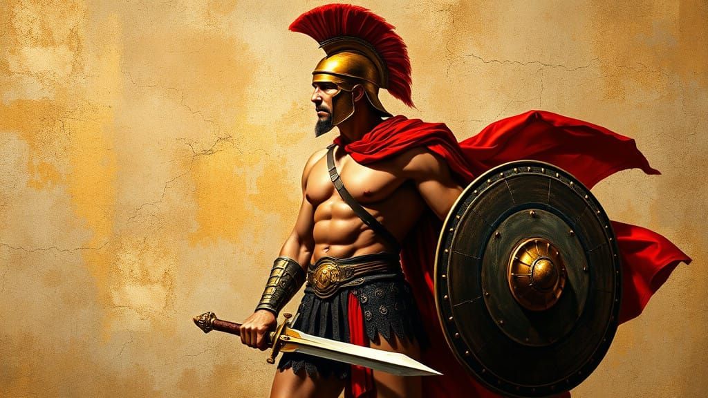 Ancient Warrior in Dramatic Classical Pose