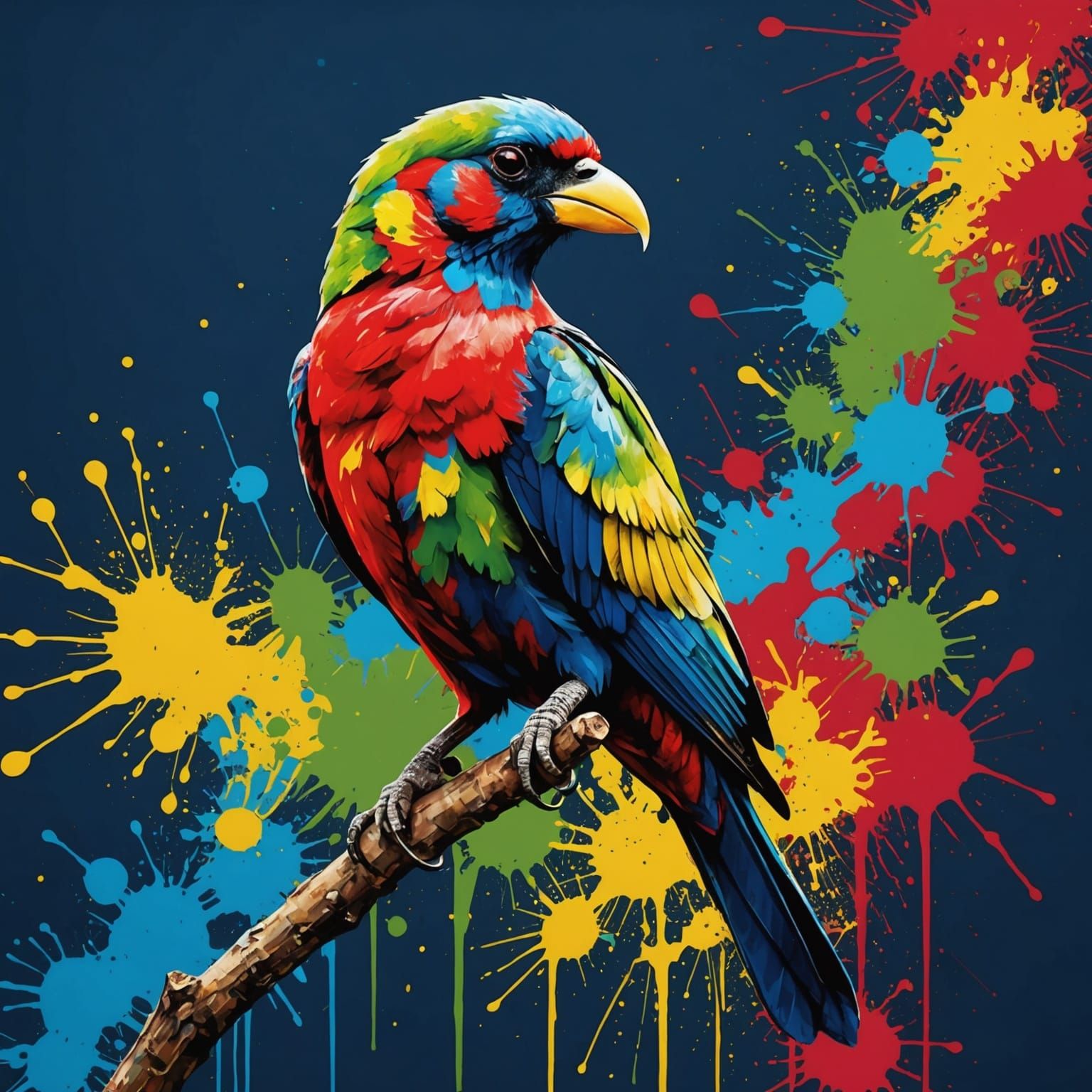 Ink splatter art, paradise bird