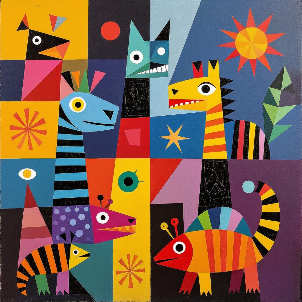Polygonal Creatures in Abstract Expressionism