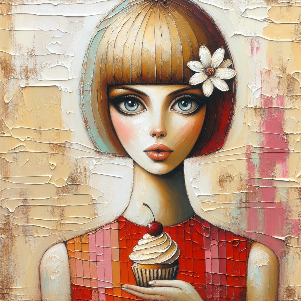 Vibrant Vintage Woman in Red Dress with Gardenia