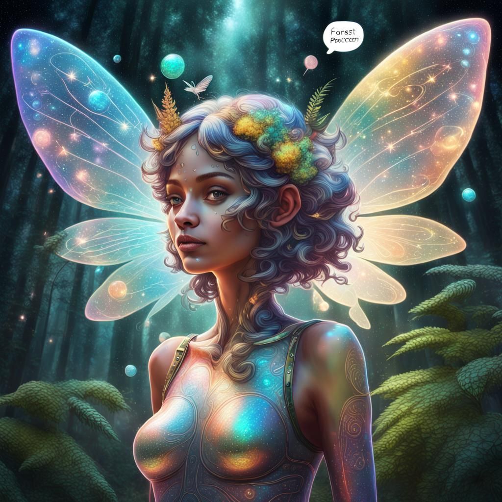 Cosmic Fairy: Forest Protector in Astral Illustration