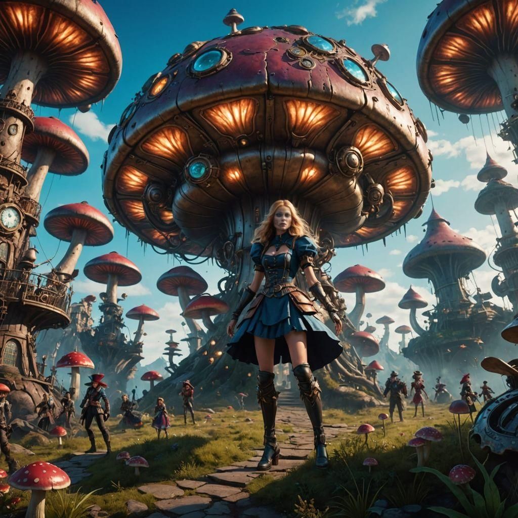 Demonic Battle in Mushroom Wonderland: Digital Matte Paintin...