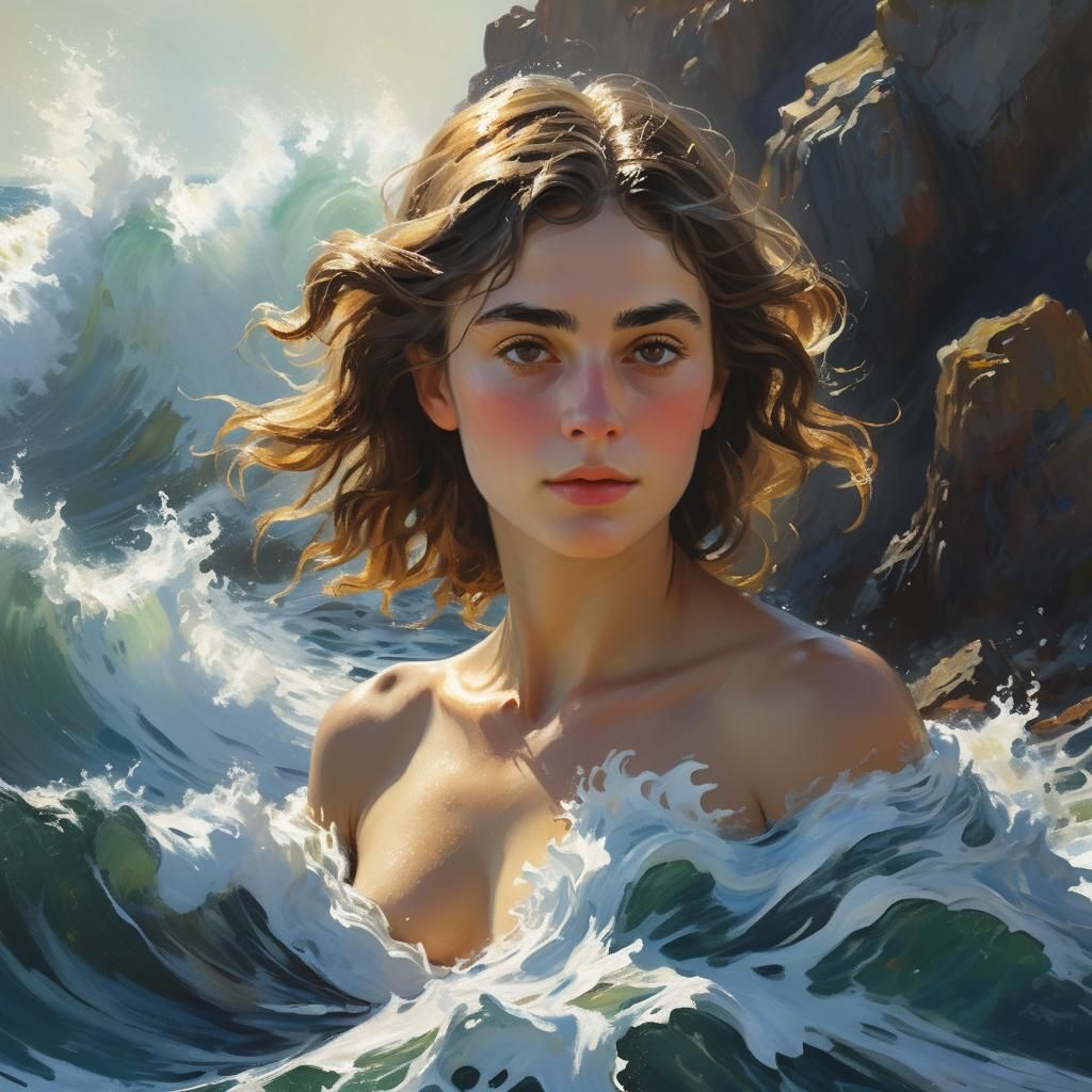 Impressionistic Masterpiece: Golden Hour Wave