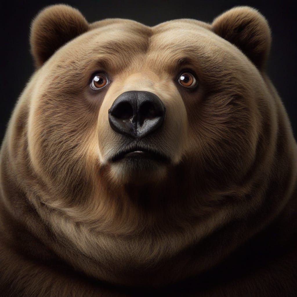 Comedic Close-up of an Obese Kodiak Bear