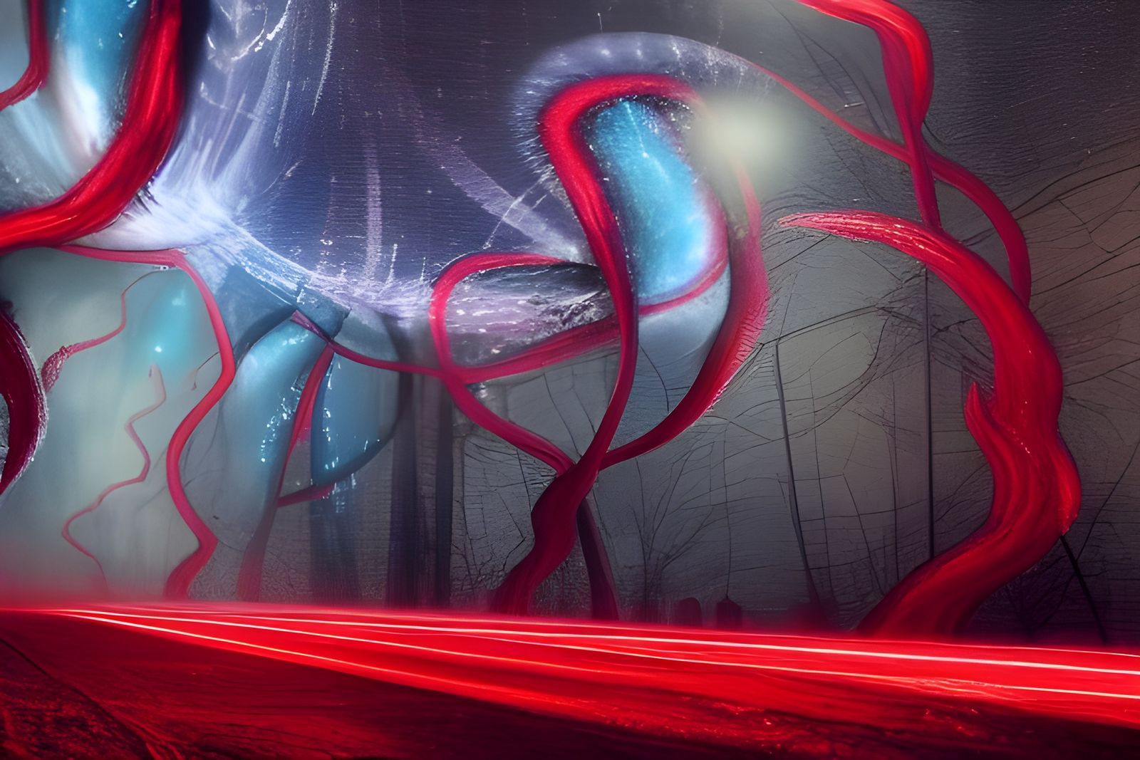 Dynamic Red Light Trails in Photorealistic Style