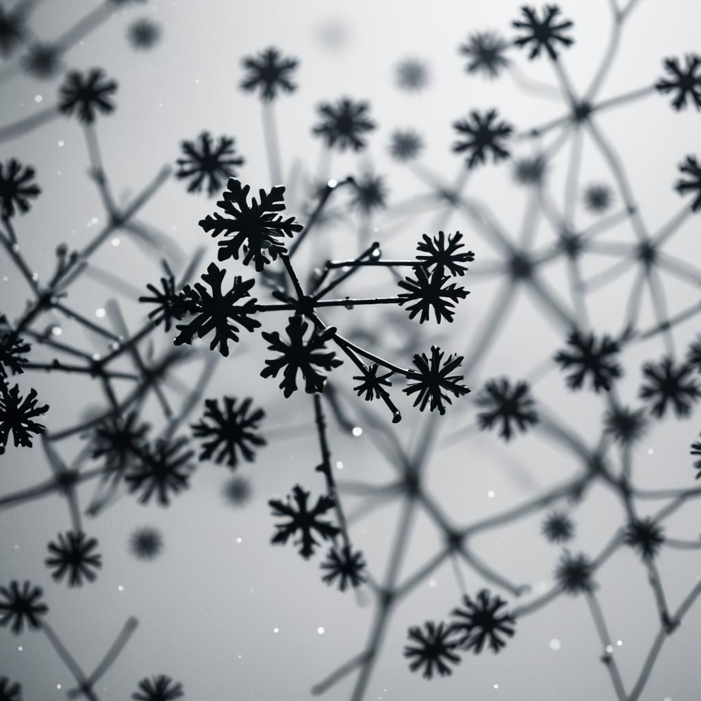 Black Snowflakes on White in Film Noir Style