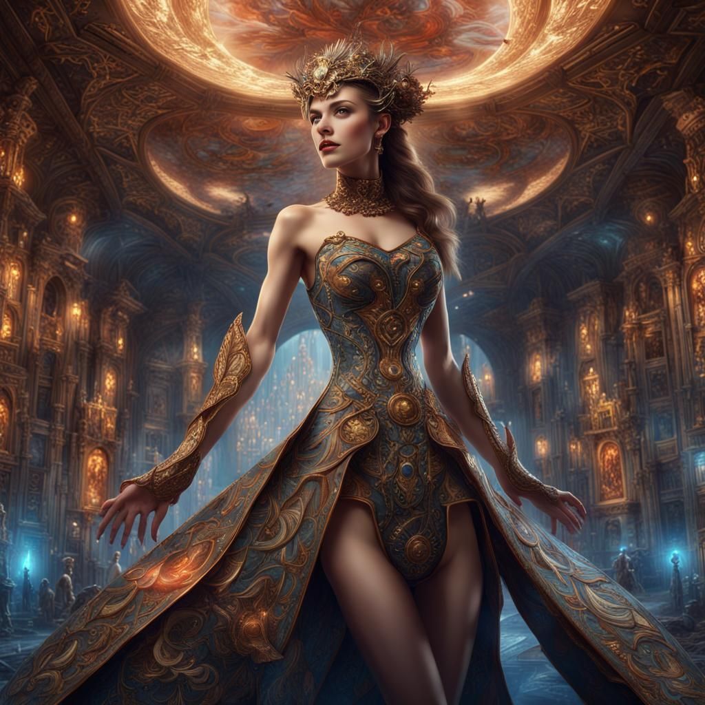 Elegant Woman with Communications Chips in Fantasy Art