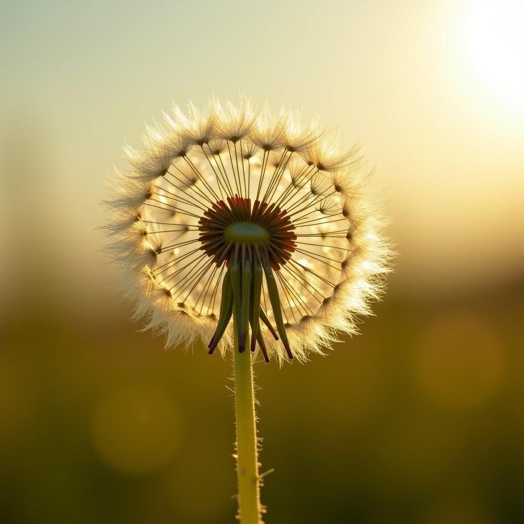 Dandelion Woman in a Breezy Flower Field