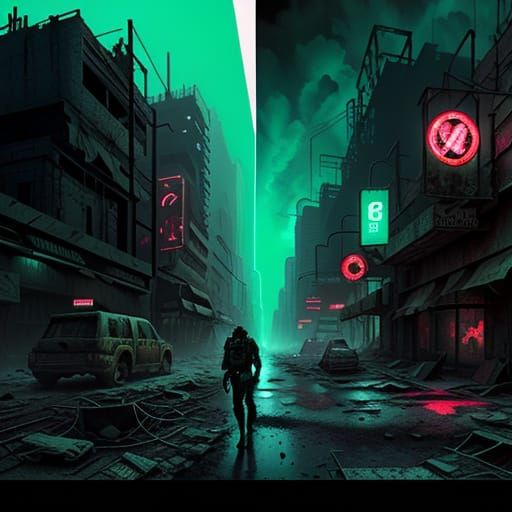 Vibrant Post-Apocalyptic Dadaist Collage in Neon