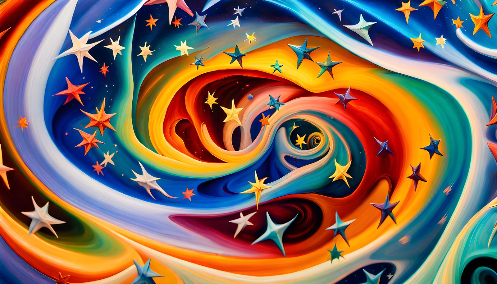 Iridescent Star Cluster Formation in Abstract Style