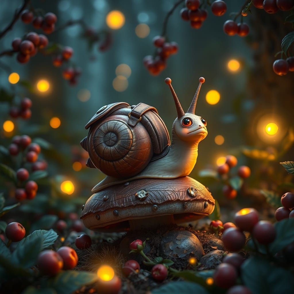 Enchanted Snail Student in Whimsical Forest