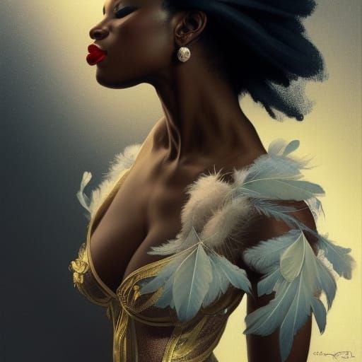 Elegant Burlesque Dancer Portrait in Art Nouveau Style