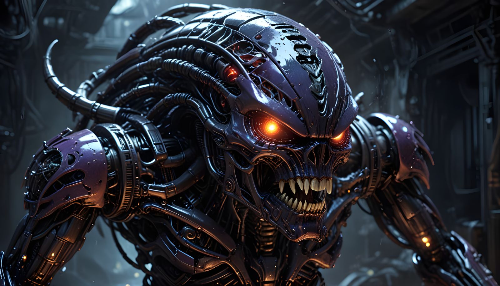 Cosmic Monster Truck in H.R. Giger-Inspired Hyperrealism