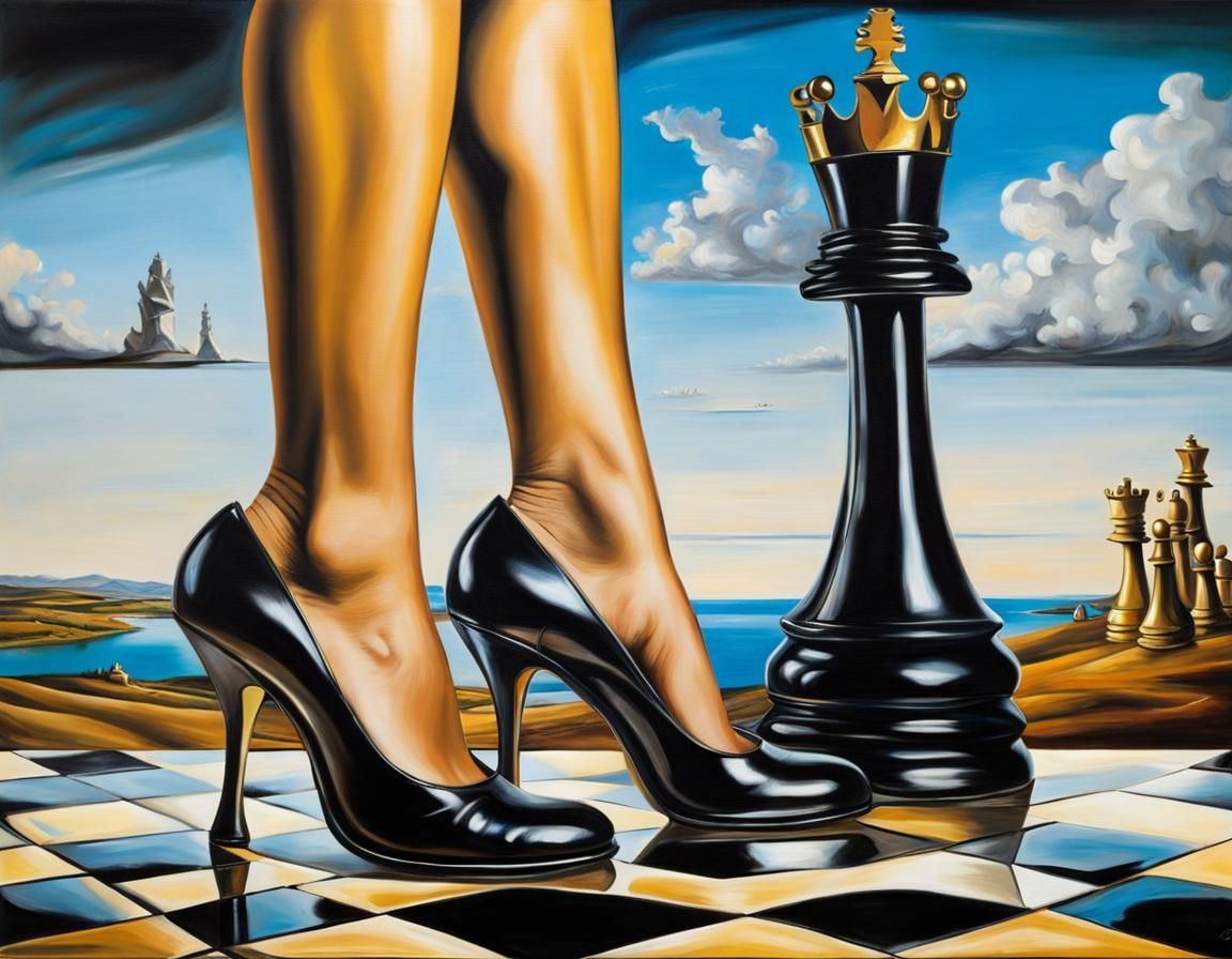 Surreal Chess Queen in Dali Landscape