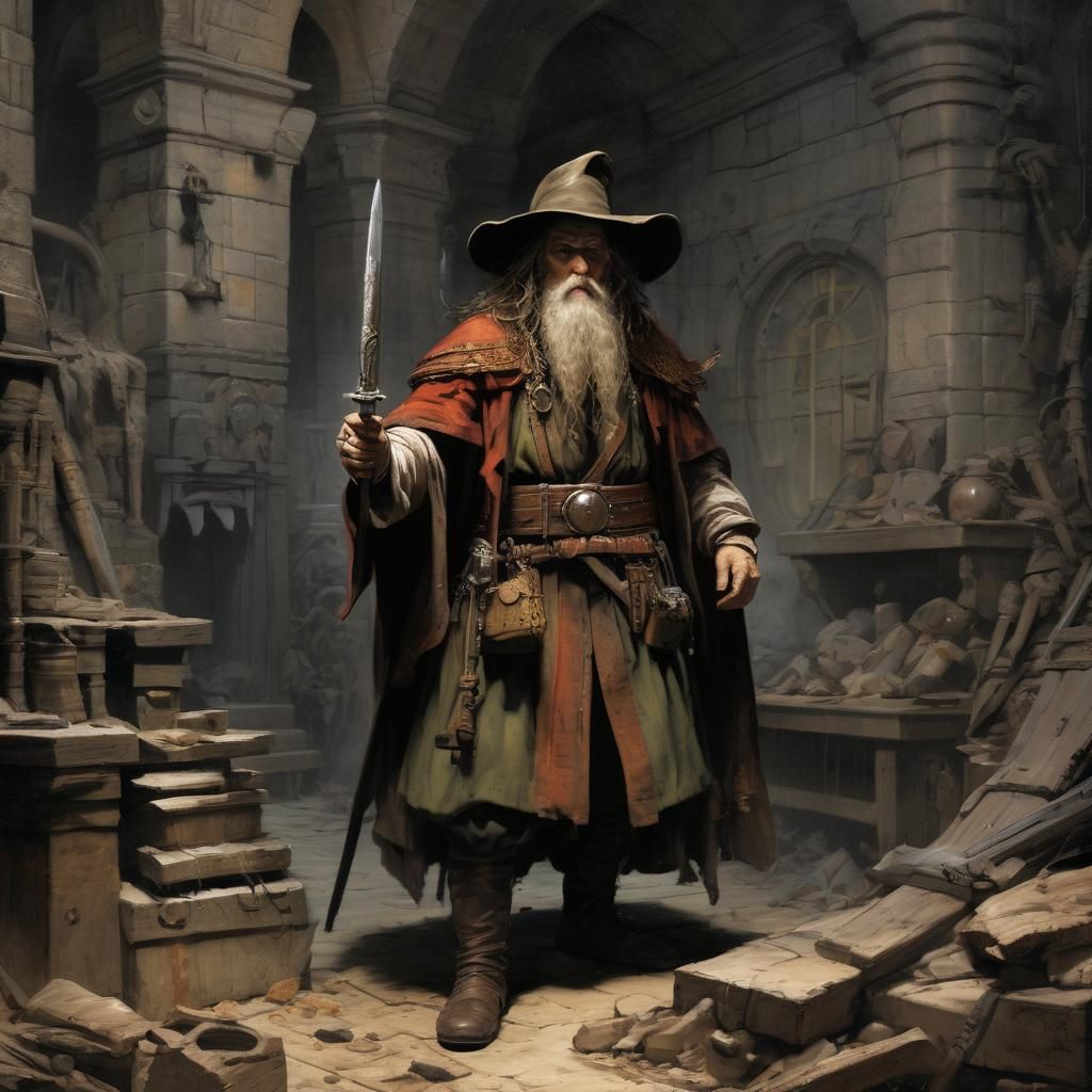 Grimdark Scene with Dramatic Lighting