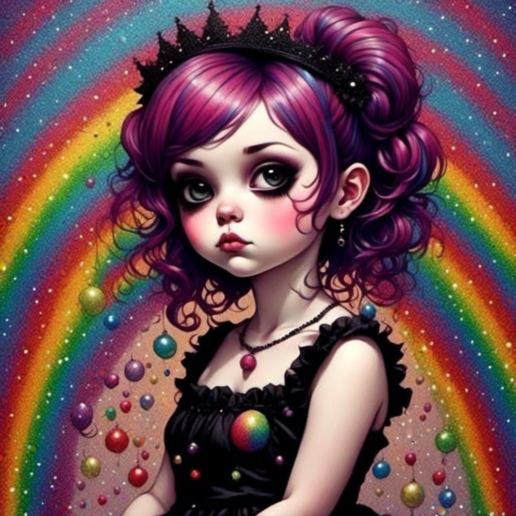 Goth Anime Fairy in Mark Ryden Style