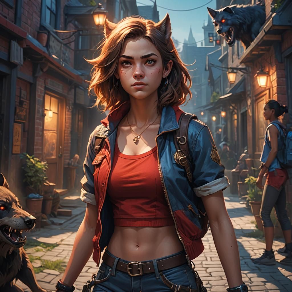 Teenage Werewolf Girl in Fantasy Concept Art