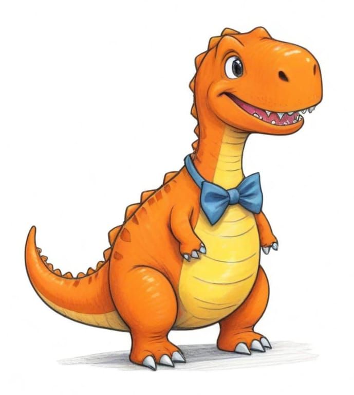 Vibrant Dinosaur Sketch in Whimsical Style