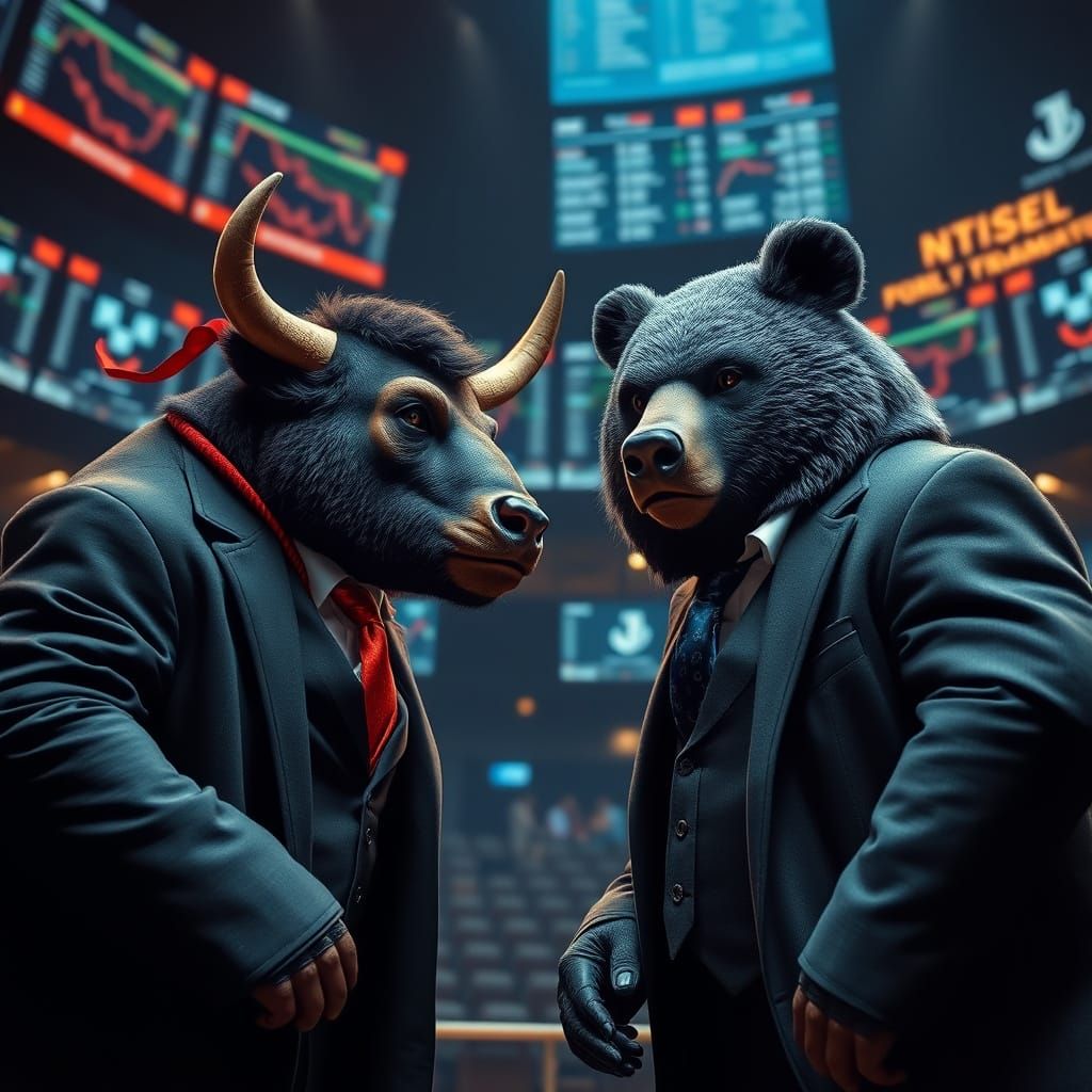 Financial Frenzy: Bull vs Bear in the Trading Ring