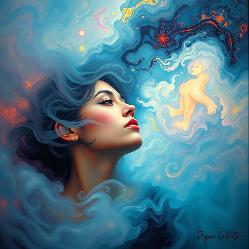 Surrealist Dreamscape of Introspection in Ethereal Mist