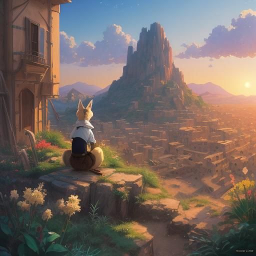 Fennec Fox in Studio Ghibli Anime Style