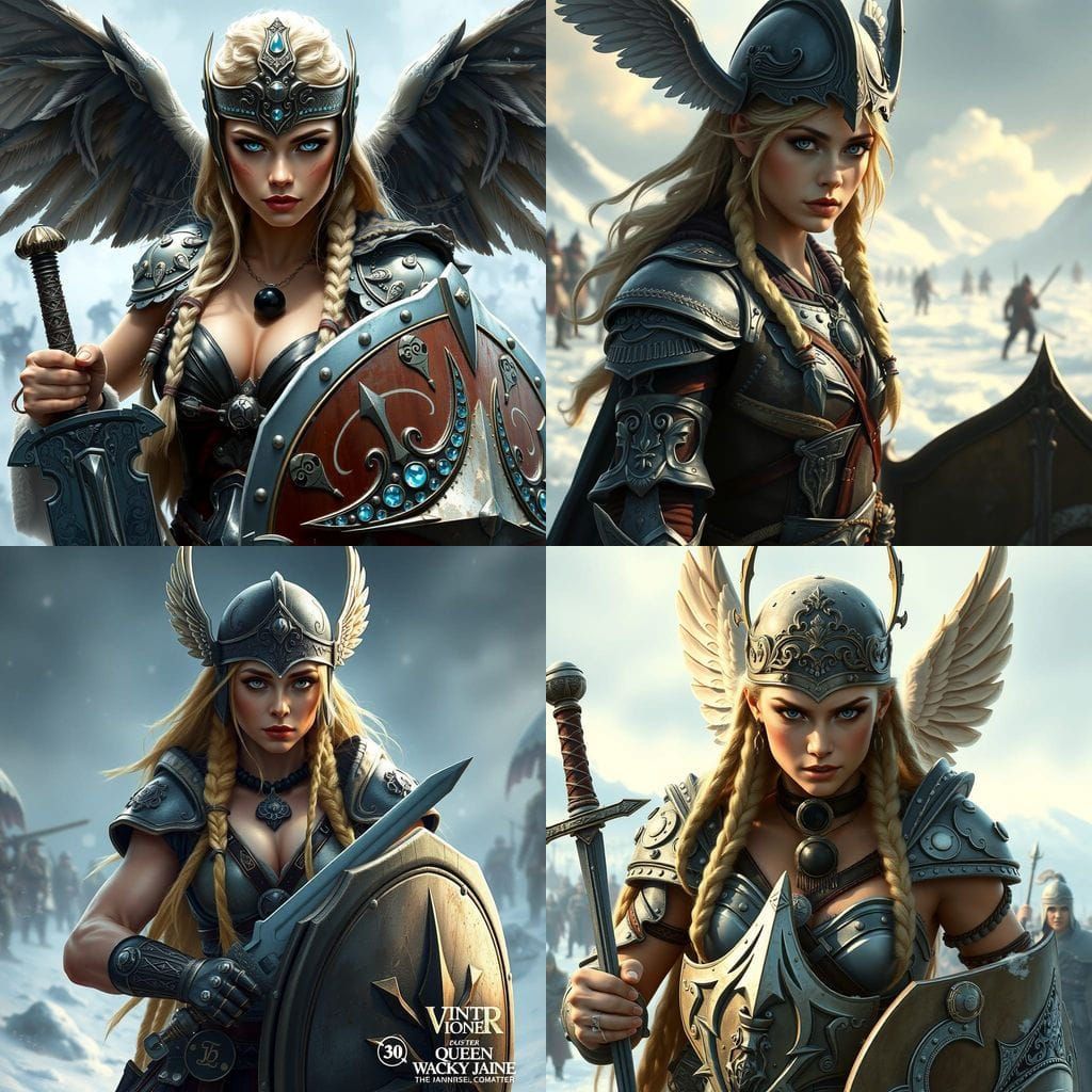 Valkyrie Warrior on Battlefield in Hyperrealistic Style
