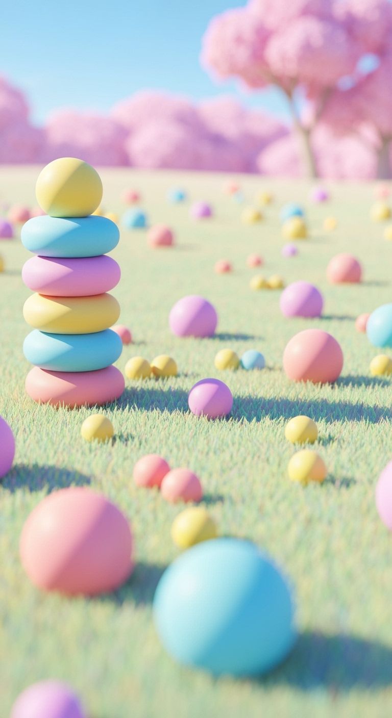 Pastel Meadow with Teacups and Candies in Anime Style