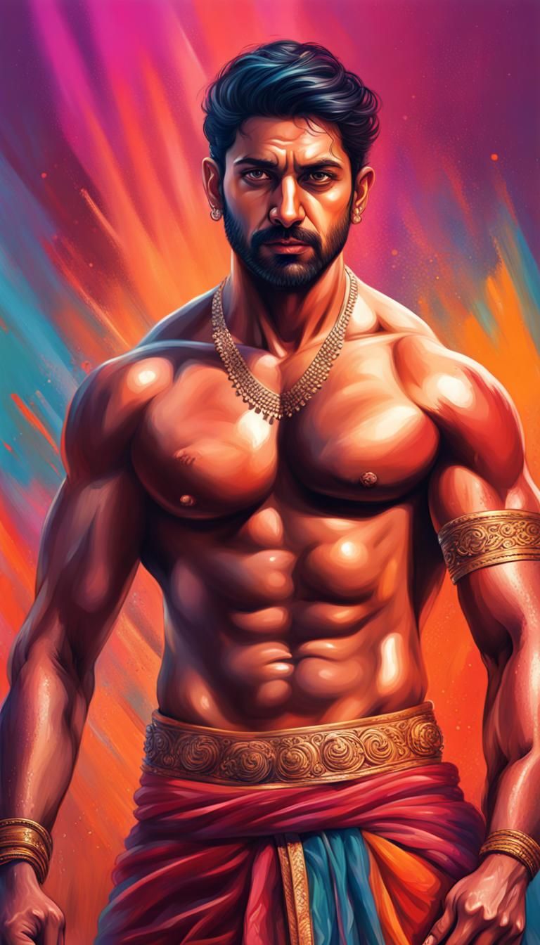 Handsome Indian Man in Bollywood Style: Hyperrealistic Art