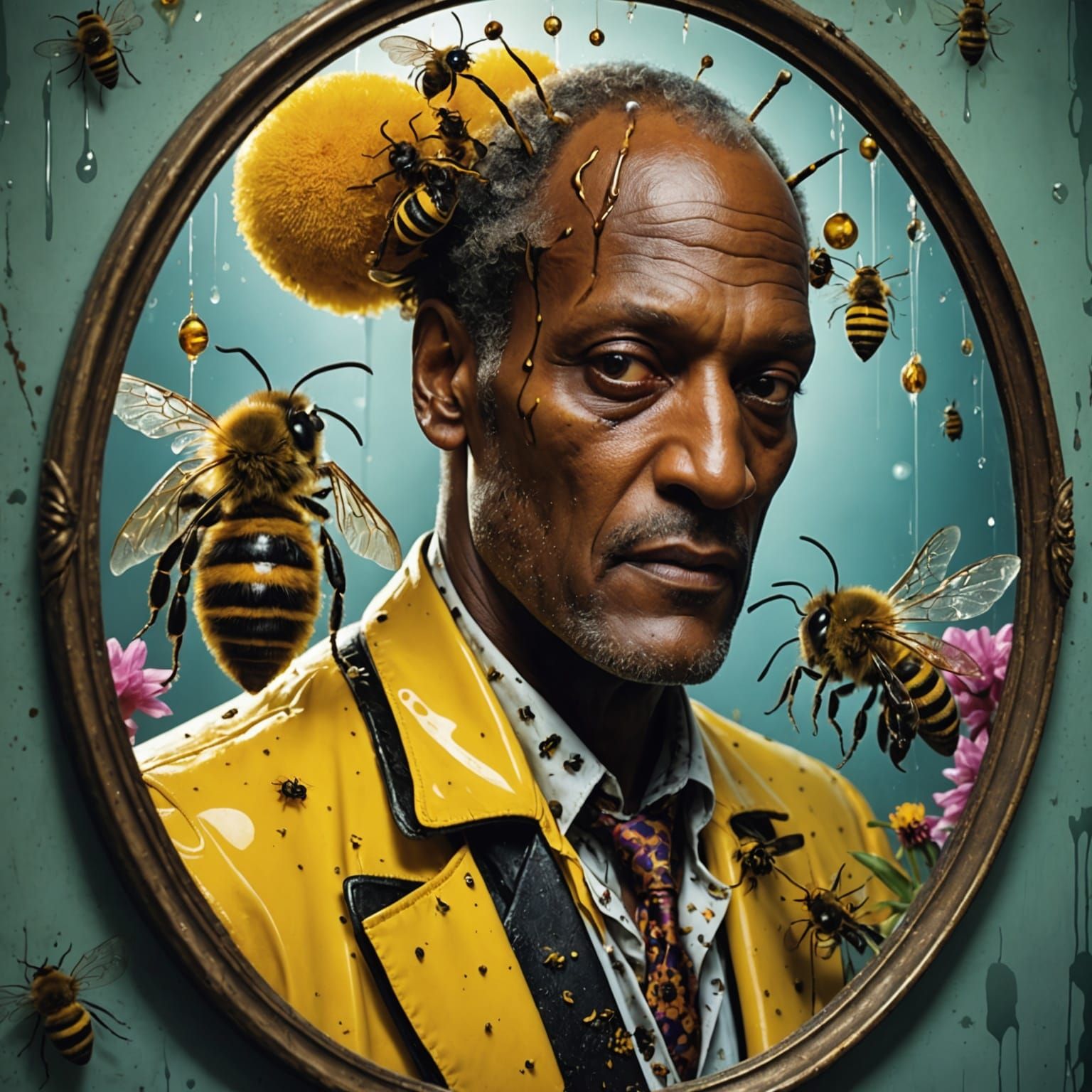 Surreal Candyman Portrait with Honey and Bees