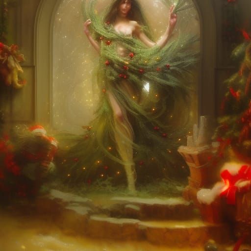 Intricate Christmas Scene with Tree and Decorations