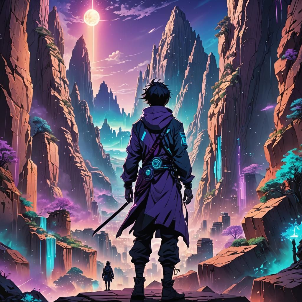 Anime Key Visual: Figure in Zion Cityscape