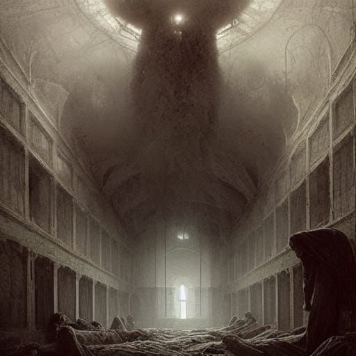 Horror Asylum in Engraving Style