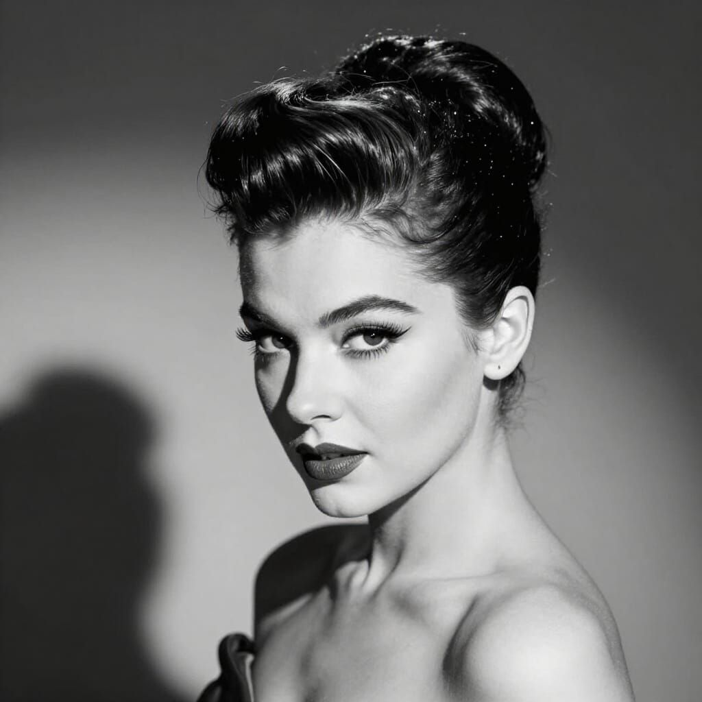 Rockabilly Singer Portrait: Timeless Beauty in Monochrome