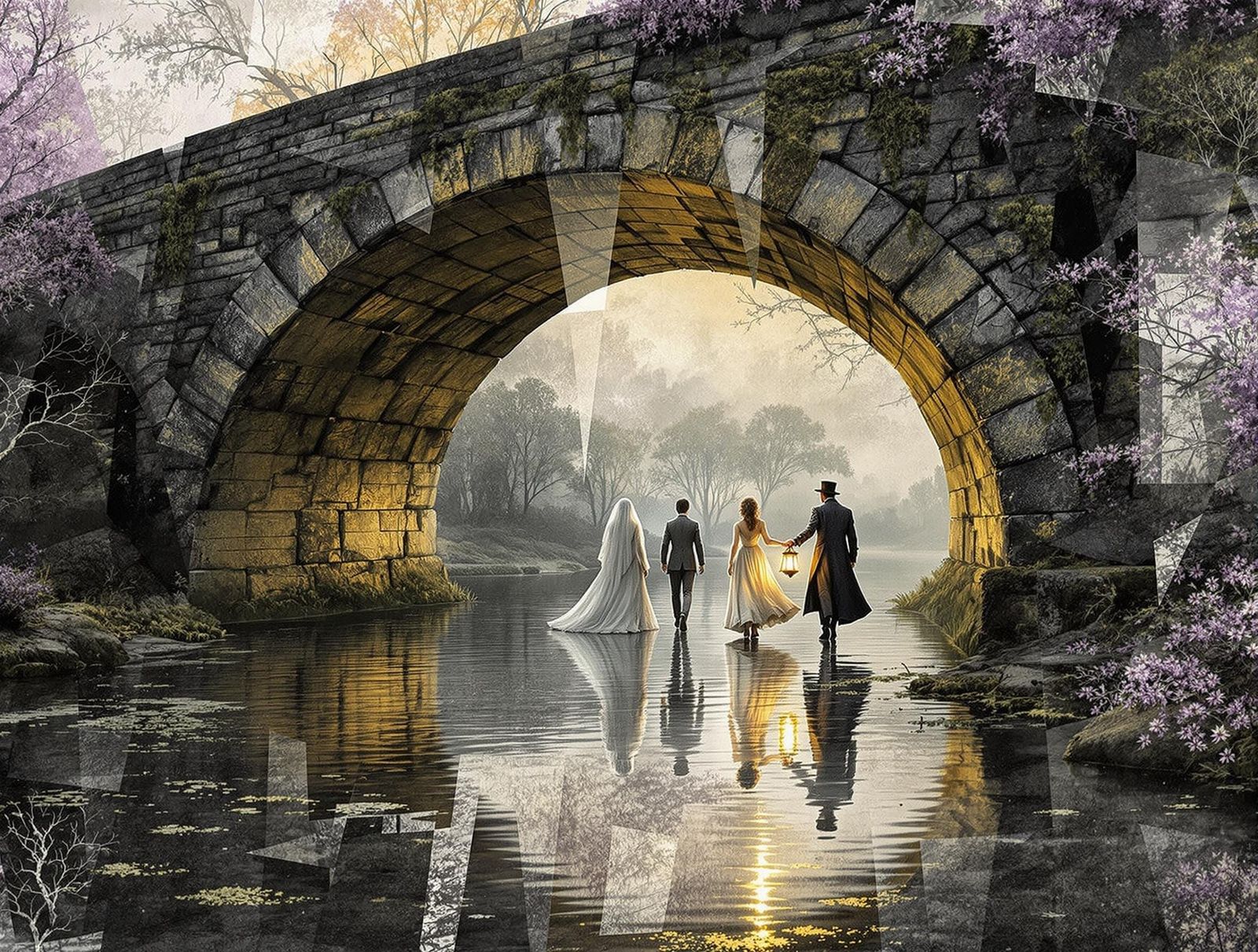 Surrealist Bridge Ephemera in Twilight Hues