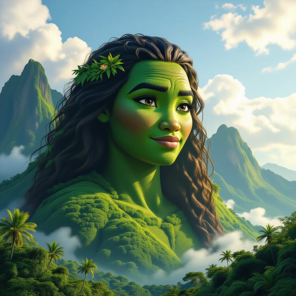 Colossal Moana-Inspired Mountain Sculpture in Epic Matte Pai...