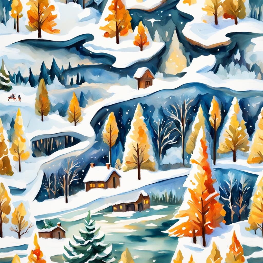 Winter Christmas Comfort Sticker in Gouache Style