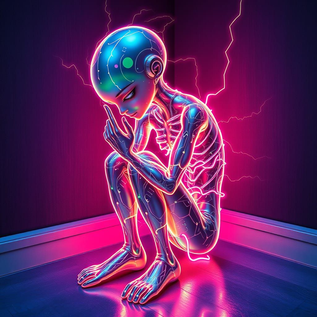 Anime-Inspired Figure in Anxiety-Induced Torment