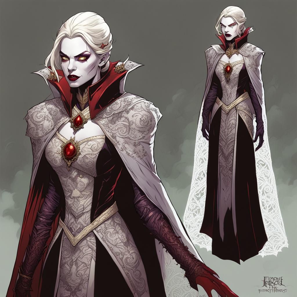 Emma Frost as Vampire in Gothic Fantasy Art