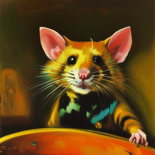 Robot Rat in Dystopian Clockpunk Folk Art