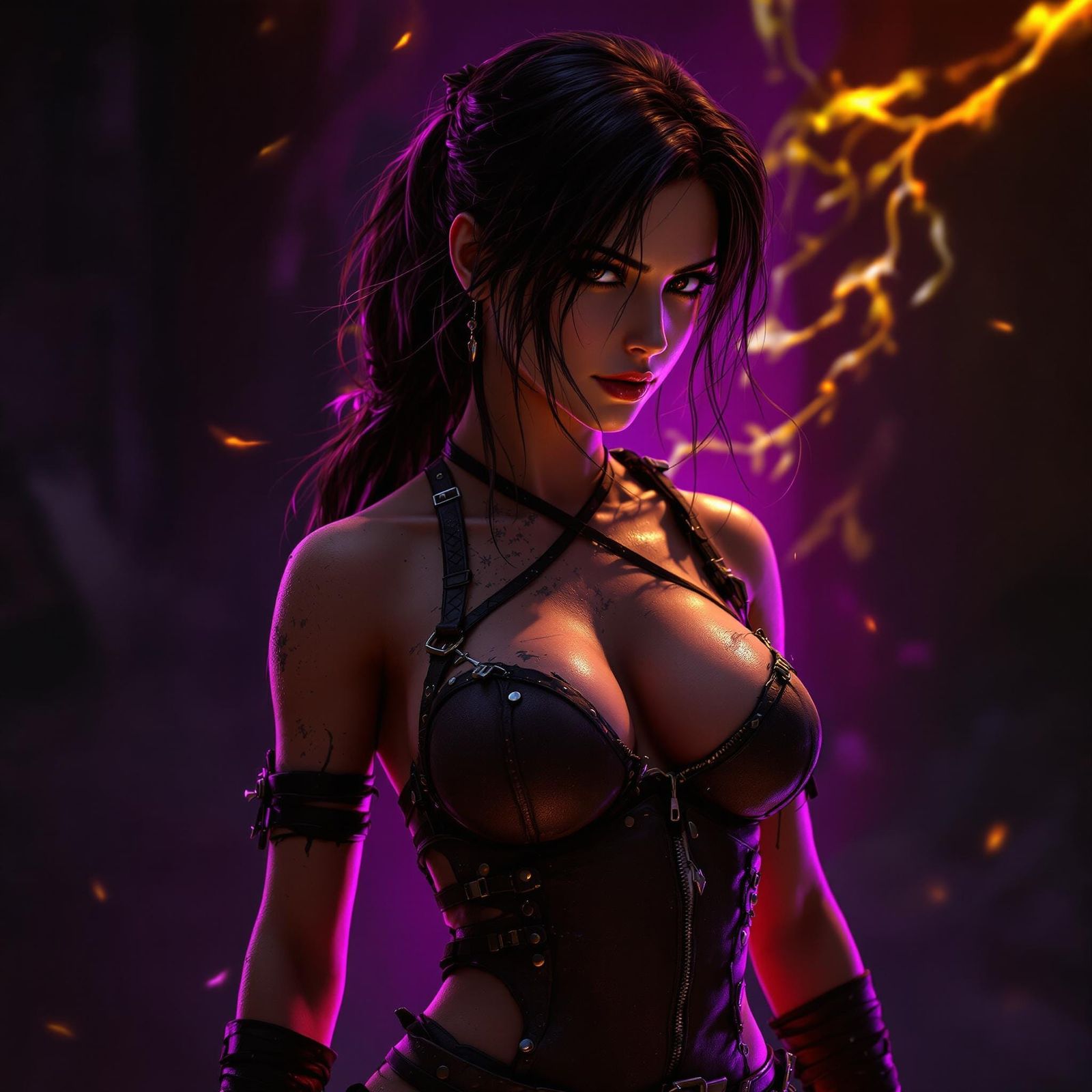 Lara Croft in Dark Fantasy Art Nouveau Style