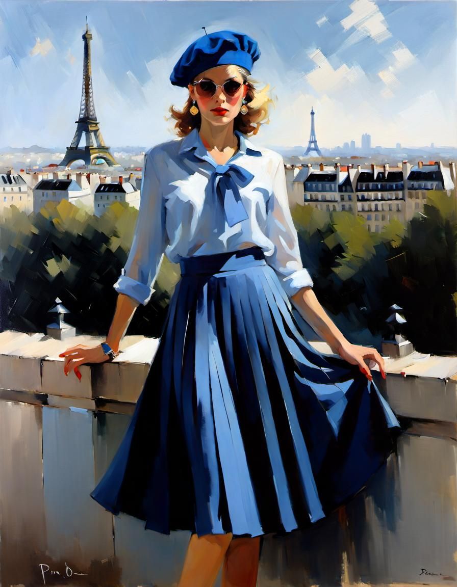 Parisian Woman Portrait in Impressionist Style