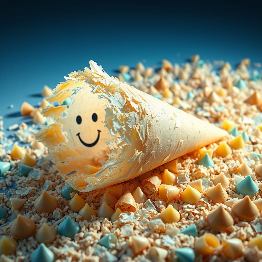 Melting Plastic Cone Landscape in Hyper-Realistic CGI