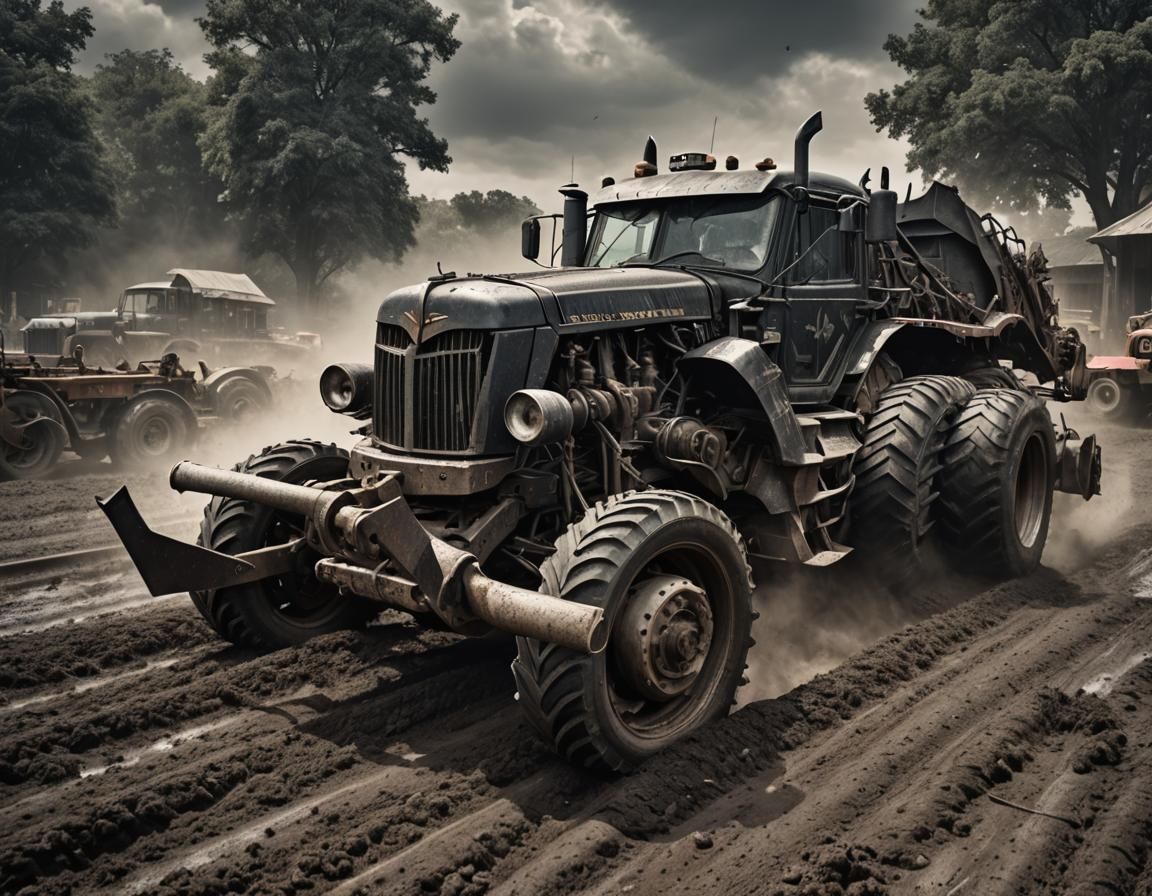 Batman Plowing Field: Hyperrealistic Cinematic Image