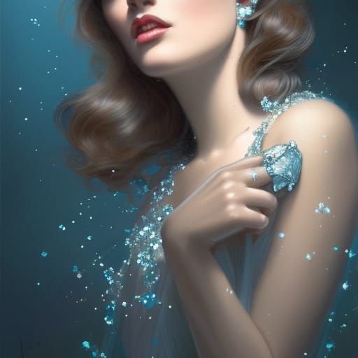 Diamond Woman Portrait in Hyperdetailed Digital Art Style